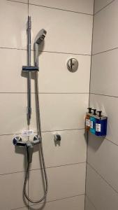 La salle de bains est pourvue d'une douche et d'un sèche-cheveux. dans l'établissement Holiday Inn Express Liaocheng Chiping, an IHG Hotel, à Liaocheng