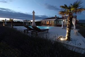 a villa with a swimming pool at night at Villa Melody Novalja in Novalja