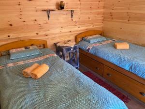 Postel nebo postele na pokoji v ubytování Brvnara kraj Dunava Zelena Oaza