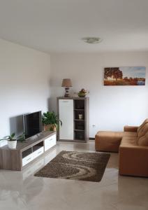 a living room with a couch and a tv at Apartman Lena in Pula