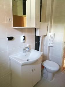 a bathroom with a white sink and a toilet at Smeštaj u Novoj Varoši, Zlatar in Nova Varoš