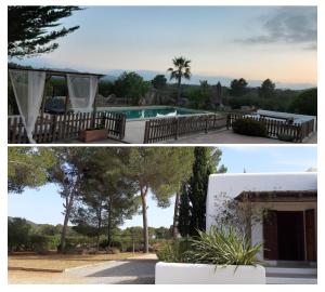 two pictures of a house and a swimming pool at Sa Vinyeta in Sant Llorenç de Balafia