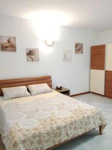 een slaapkamer met een groot bed in een kamer bij Studio apartman Erika in Ližnjan
