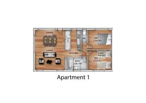 een plattegrond van een appartement bij Luxury Apartments and Motel Rooms - Free Wifi - Close To Beach in Carpenter Rocks