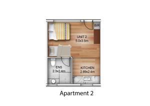un plan d'étage d'un appartement dans l'établissement Luxury Apartments and Motel Rooms - Free Wifi - Close To Beach, à Carpenter Rocks