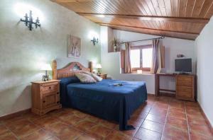 1 dormitorio con 1 cama y TV en Complejo Rural Sol de Taberno en Taberno