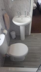 a bathroom with a white sink and a toilet at The Victoria guest house in Mablethorpe