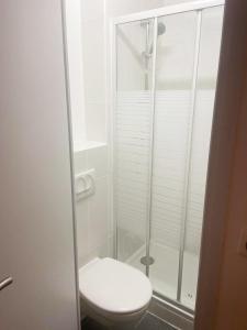 塞普特梅斯·萊瓦隆的住宿－勒芒酒店，一间带卫生间和玻璃淋浴间的浴室