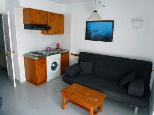 uma sala de estar com um sofá e uma máquina de lavar roupa em ARGONAVIS BLUE em L'Estartit