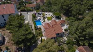an overhead view of a house with red roof at Villa Julia 16 people in Milna