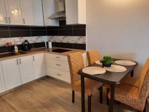 A kitchen or kitchenette at Napsugár Apartman Ezüstpart