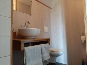 Châteauneuf-les-Bains的住宿－Villa Guillaumette，一间带水槽和卫生间的浴室