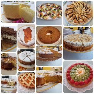 un collage de fotos de diferentes pasteles y tartas en B&B Il Piccolo Giardino, en Villasimius