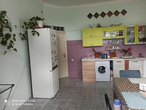a kitchen with a refrigerator and a washing machine at Номер в Гостевом доме у моря in Odesa +12 photos