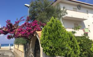 un bâtiment avec des fleurs sur son côté dans l'établissement Rivamare Campora Casa Vacanze, à Campora San Giovanni