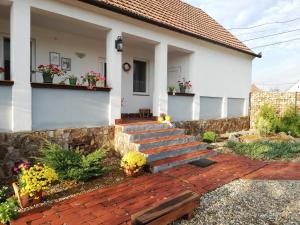 a house with stairs and flowers in front of it at Casa Ago - Guest House in Păuliş +23 photos