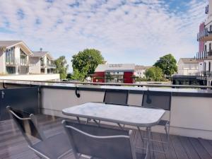 Balkón nebo terasa v ubytování Ferienwohnung Haffduurn
