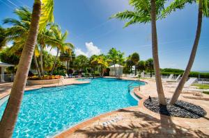 a swimming pool with palm trees in a resort at Angler's Reef Resort in Islamorada