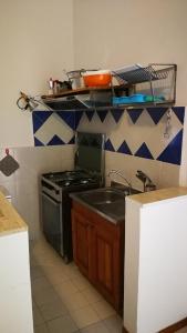 a kitchen with a stove and a sink at VisitPonza - Palazzetto Azzurro in Ponza