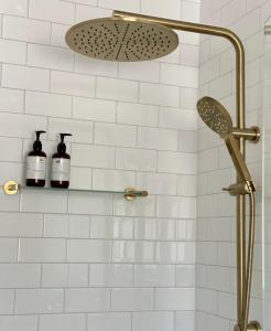 a shower with two bottles of soap on a shelf at The Cape in Emu Bay