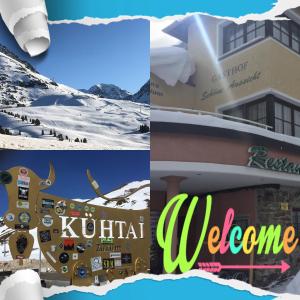 a collage of photos of a ski resort at Gasthof Schöne Aussicht in Kühtai