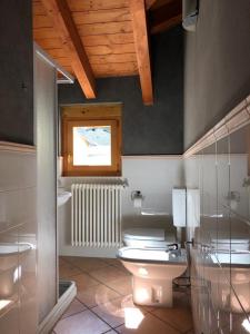 a bathroom with a toilet and a window at Casa Aceri Rossi in Chiesa in Valmalenco