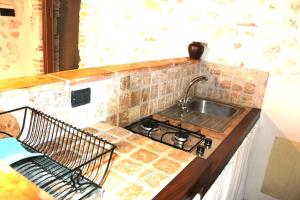 a kitchen with a stove and a sink at Apartments Parco d'Abruzzo in Bisegna