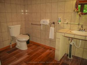 a bathroom with a toilet and a sink at Sueños del Bosque Lodge in San Gerardo de Dota