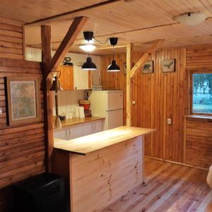 Η κουζίνα ή μικρή κουζίνα στο Domek Letniskowy Łętowo