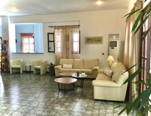 a living room with couches and a table at Asteri Hotel in Livadi