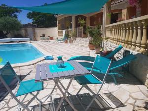 CHAMBRE D HOTES à 4 KMS D UZES " Chez Nadou "内部或周边的泳池