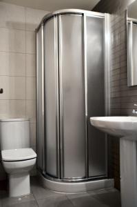 W łazience znajduje się prysznic, toaleta i umywalka. w obiekcie AP Guest House Ainsa Pirineos w mieście Aínsa