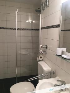 a bathroom with a toilet and a sink at Fewo Nationalpark Schwarzwald in Freudenstadt