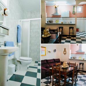 two pictures of a bathroom and a living room at La Isabelita in Andújar