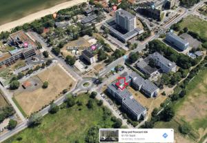 an aerial view of a city with a building at Studio Sopot Twins in Sopot