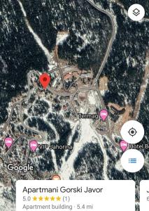 un mapa que muestre la ubicación aproximada de un campo de golf en Apartment Gorski javor, en Jahorina