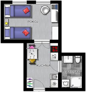 a floor plan of a small house with at Apartament 100m od morza in Sopot