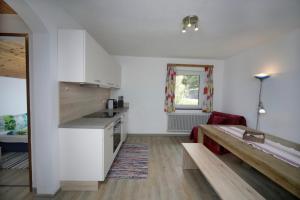 Kuchyň nebo kuchyňský kout v ubytování Gästehaus Lienharterhof