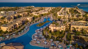 an aerial view of a resort near the ocean at Ali Baba Palace -Families and Couples Only- in Hurghada