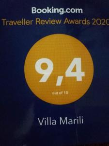 Certifikát, ocenenie alebo iný dokument vystavený v ubytovaní Villa Marili