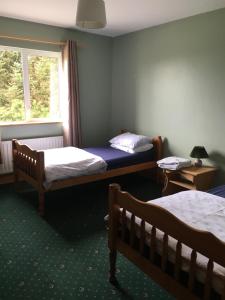 a bedroom with two beds and a window at teach donal og in Falcarragh