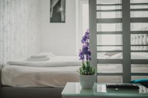 Łóżko lub łóżka w pokoju w obiekcie ZEUS Design Apartments Wasserwelt