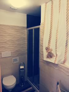 a bathroom with a toilet and a shower stall at Appartamento PANTA REI 2 in Mola di Bari