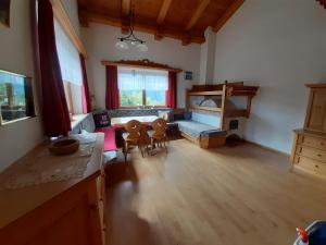 a living room with a bedroom and a bunk bed at Ferienhaus Kuenzerhof in Klaunz