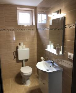 Kúpeľňa v ubytovaní Tőzike apartman