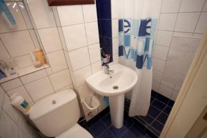 een kleine badkamer met een toilet en een wastafel bij Captains House Playa De Mogan in Puerto de Mogán