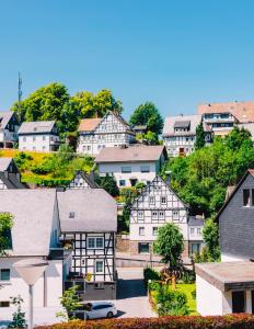 Blick auf eine Stadt mit weißen Häusern in der Unterkunft Parkhotel Schmallenberg in Schmallenberg