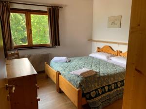une chambre avec un lit et une fenêtre dans l'établissement Residence Trunka Lunka, à Cavalese