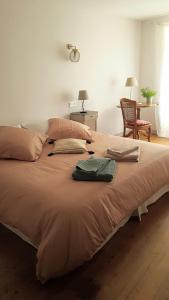 - une chambre avec un grand lit et 2 serviettes dans l'établissement les chambres de Marthe, à Mesnay