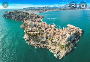 an aerial view of an island in the ocean at Oasi di Pace in Gaeta